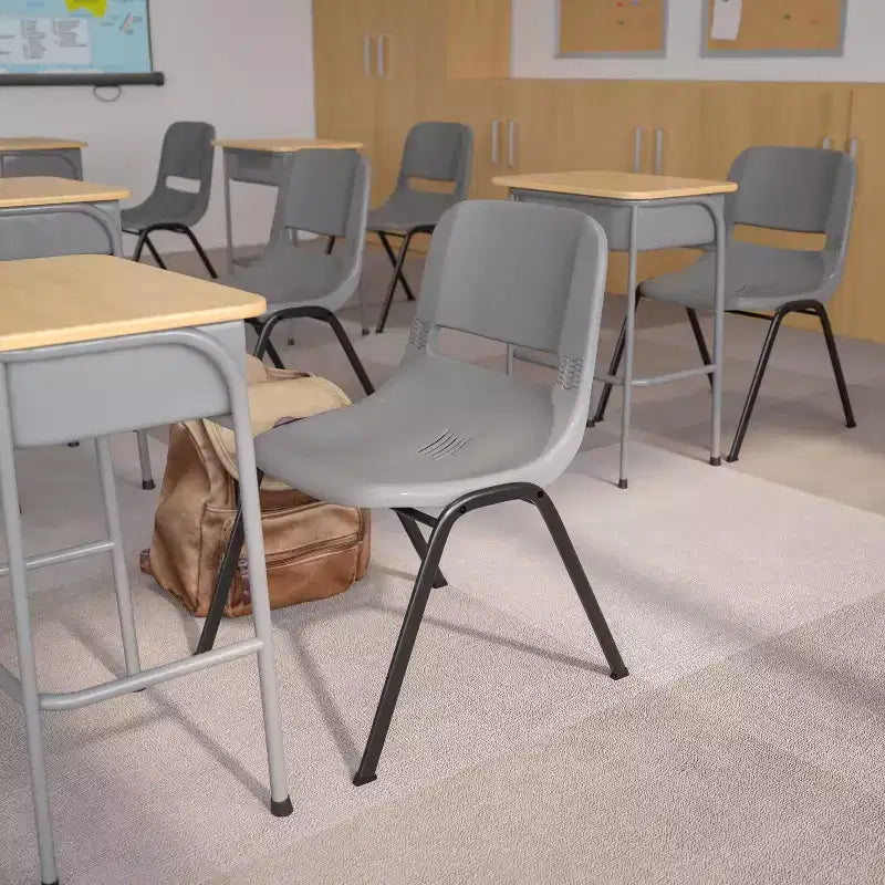 880 lb Capacity Ergonomic Shell Stack Chair with Metal Frame