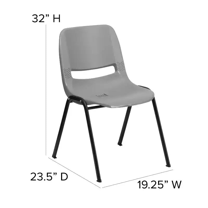 880 lb Capacity Ergonomic Shell Stack Chair with Metal Frame