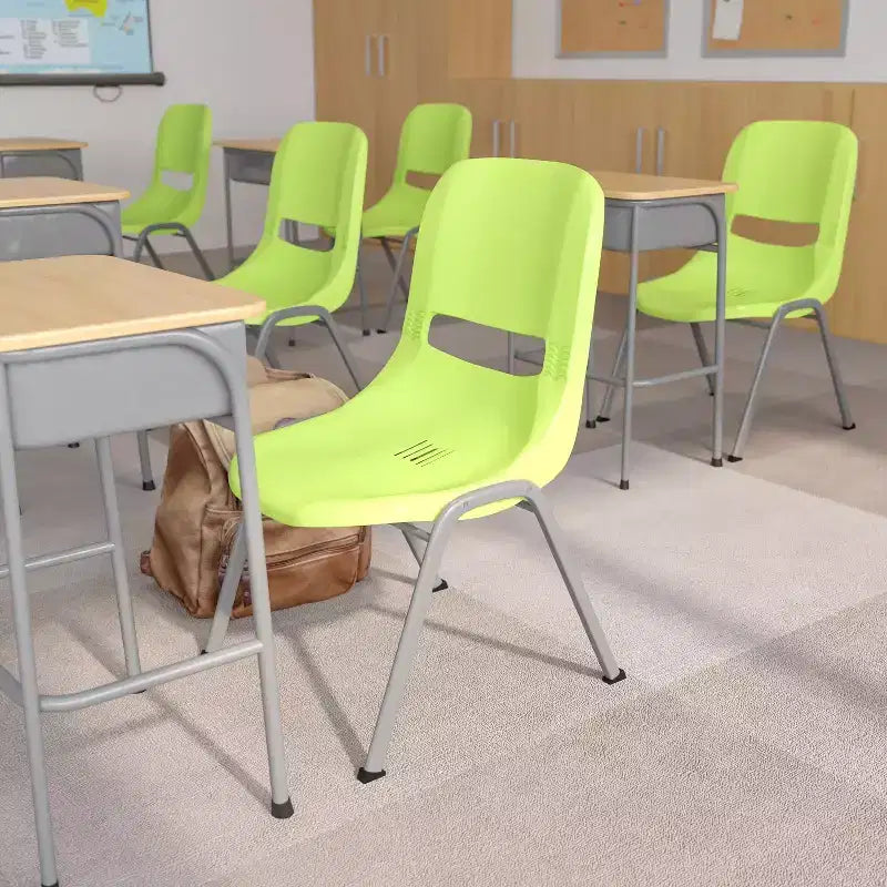 880 lb Capacity Ergonomic Shell Stack Chair with Metal Frame