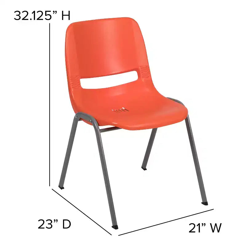880 lb Capacity Ergonomic Shell Stack Chair with Metal Frame