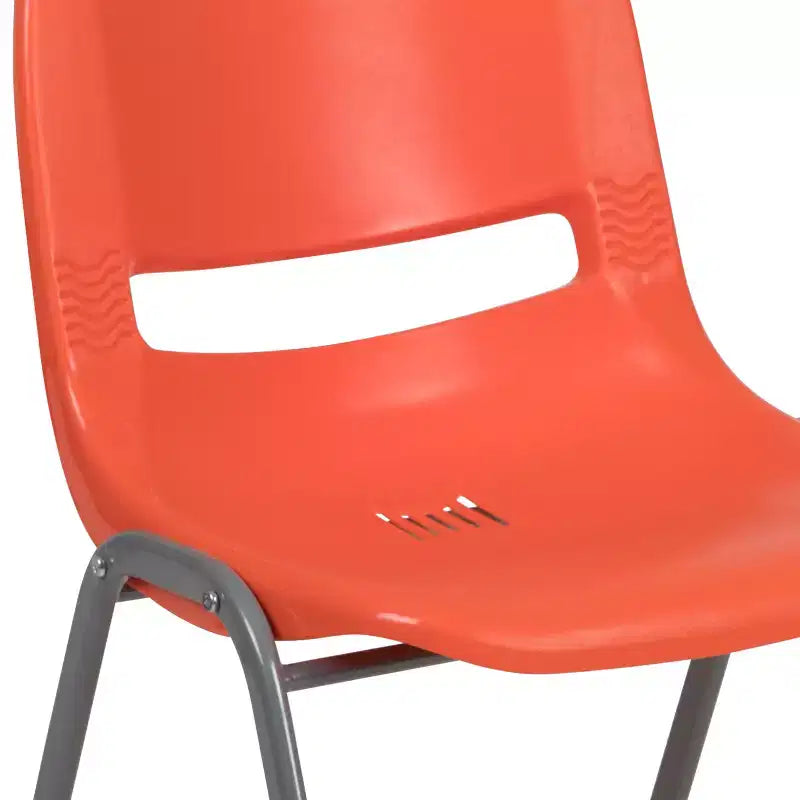 880 lb Capacity Ergonomic Shell Stack Chair with Metal Frame