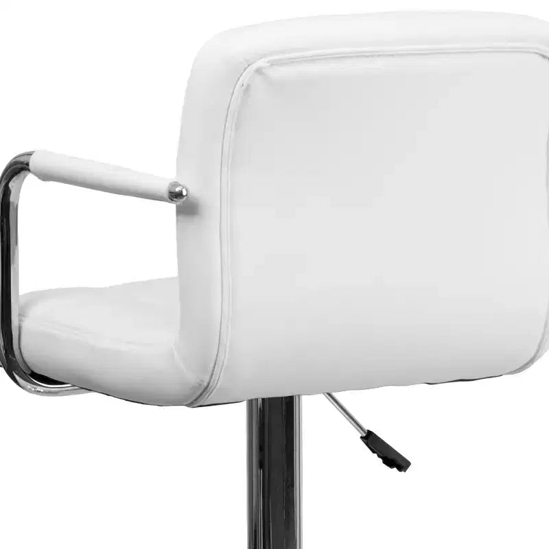 Quilted Vinyl Adjustable Height Barstool with Arms & Chrome Base