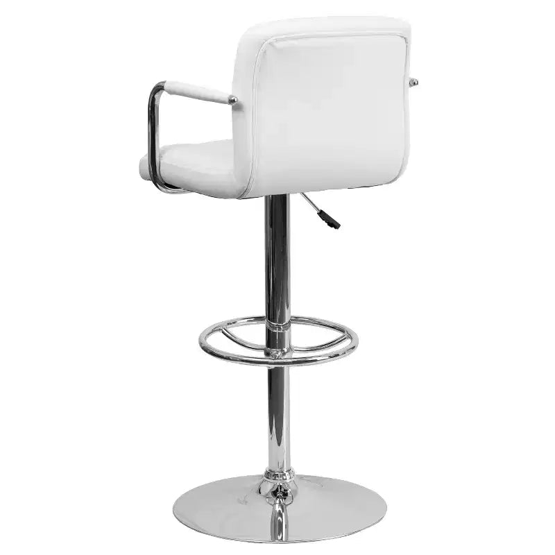 Quilted Vinyl Adjustable Height Barstool with Arms & Chrome Base