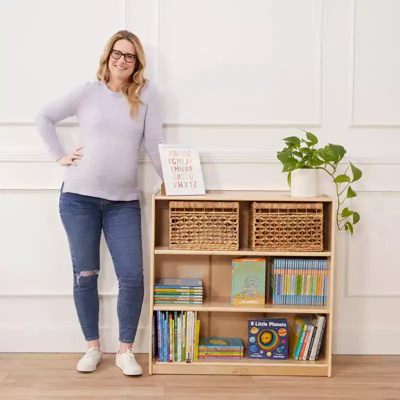 36" Wooden Classic Bookcase with 3 Adjustable Shelves