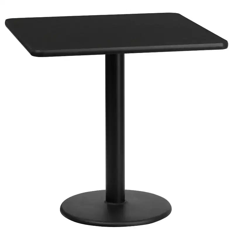 24" Square Laminate Dining Table with 18" Round Cast Iron Base