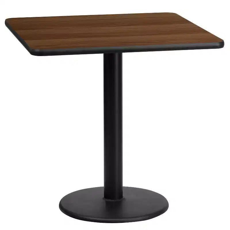 24" Square Laminate Dining Table with 18" Round Cast Iron Base