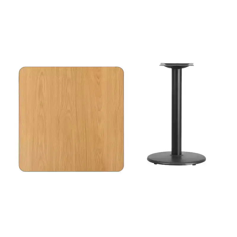 30" Square Laminate Dining Table with 18" Round Cast Iron Base