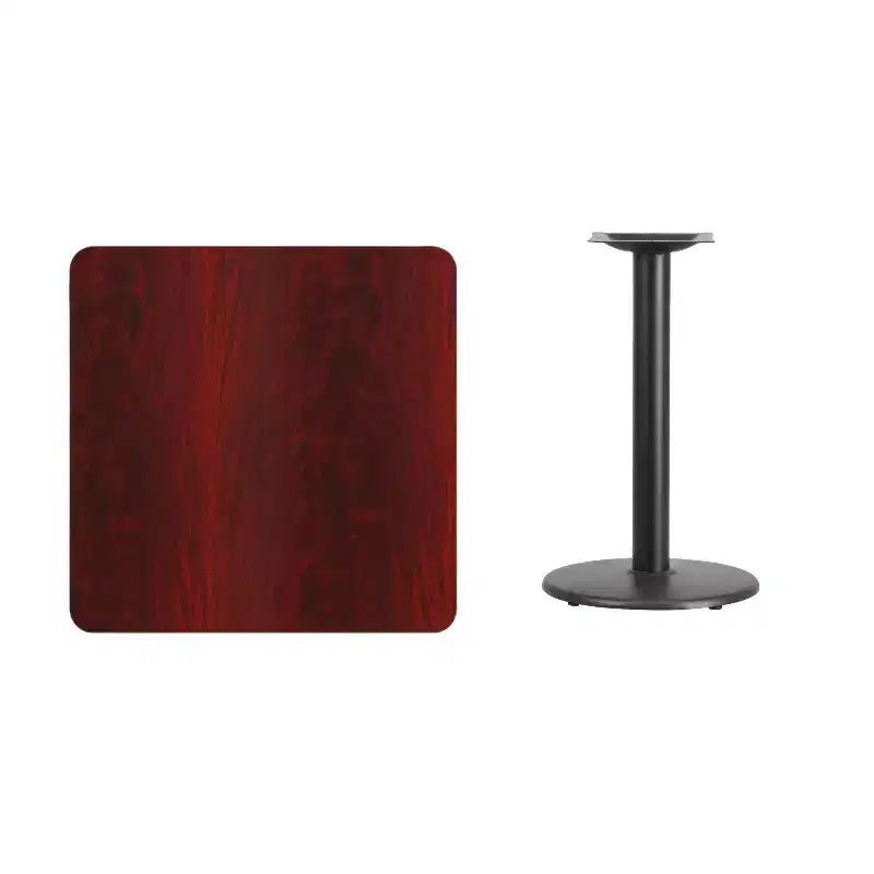 30" Square Laminate Dining Table with 18" Round Cast Iron Base