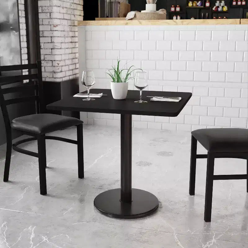 30" Square Laminate Dining Table with 18" Round Cast Iron Base