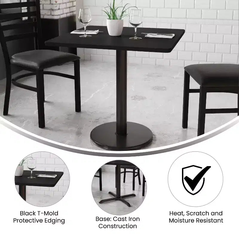 30" Square Laminate Dining Table with 18" Round Cast Iron Base