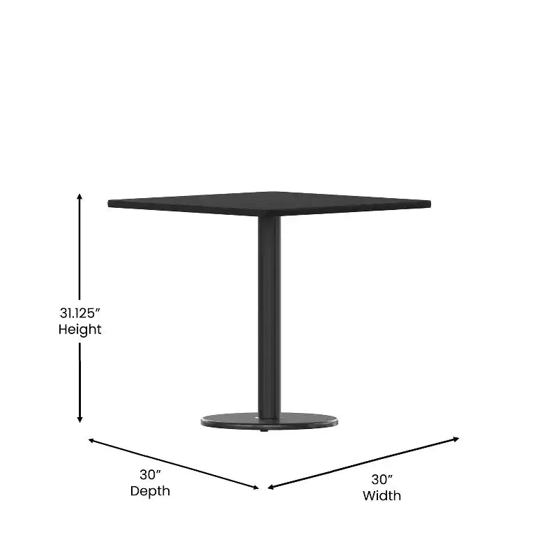 30" Square Laminate Dining Table with 18" Round Cast Iron Base