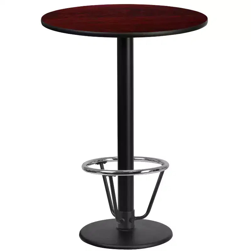 24" Round Laminate Bar Table with 18" Round Foot Ring Base
