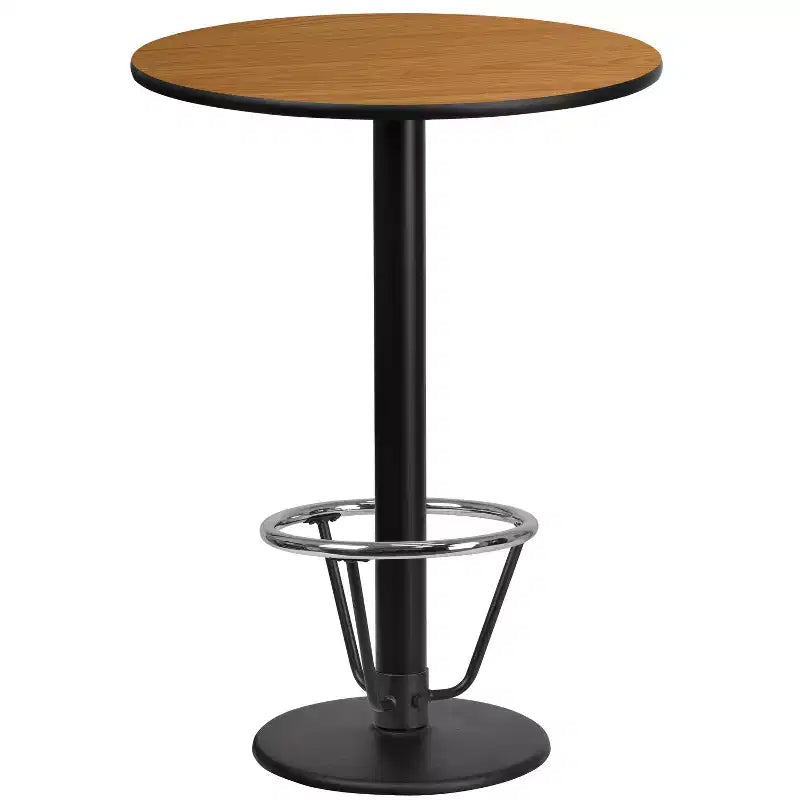 24" Round Laminate Bar Table with 18" Round Foot Ring Base