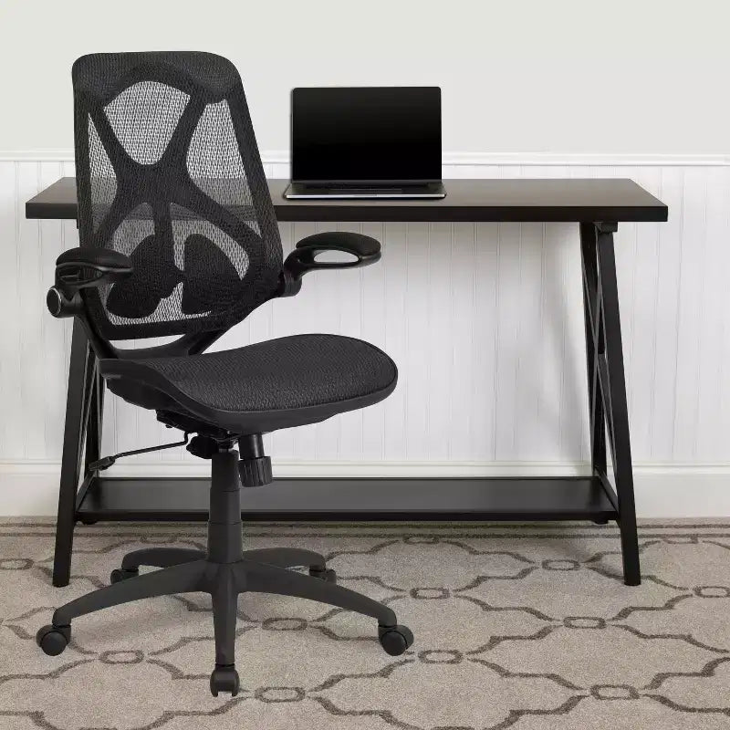 High Back Transparent Mesh Ergonomic Office Chair with Flip-Up Arms
