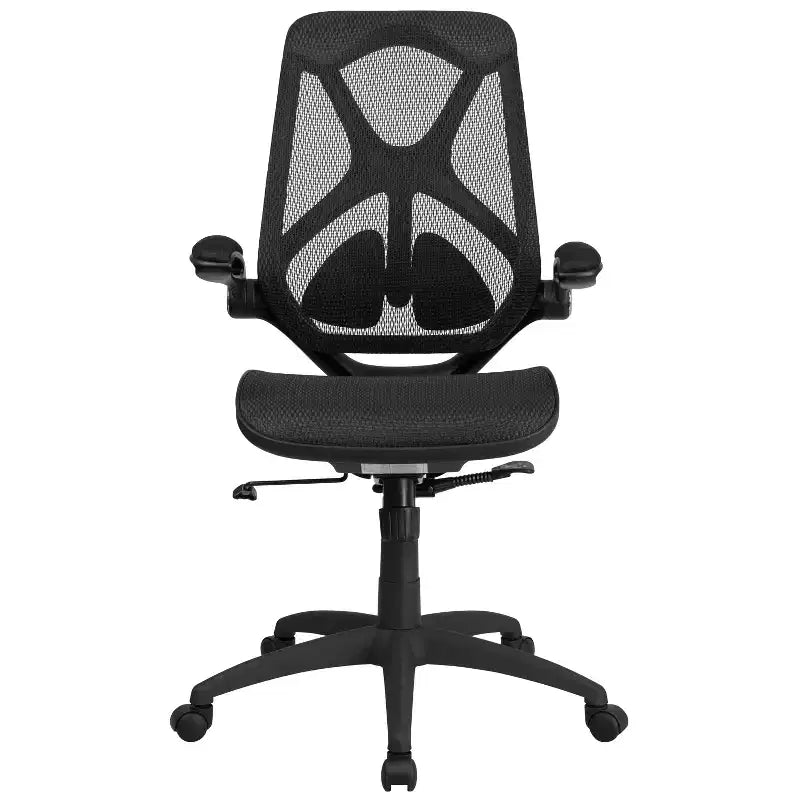 High Back Transparent Mesh Ergonomic Office Chair with Flip-Up Arms