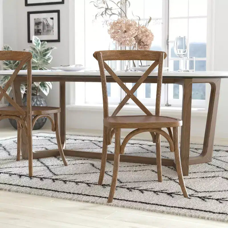 2-Pack X-Back Dining Chair in Driftwood Finish