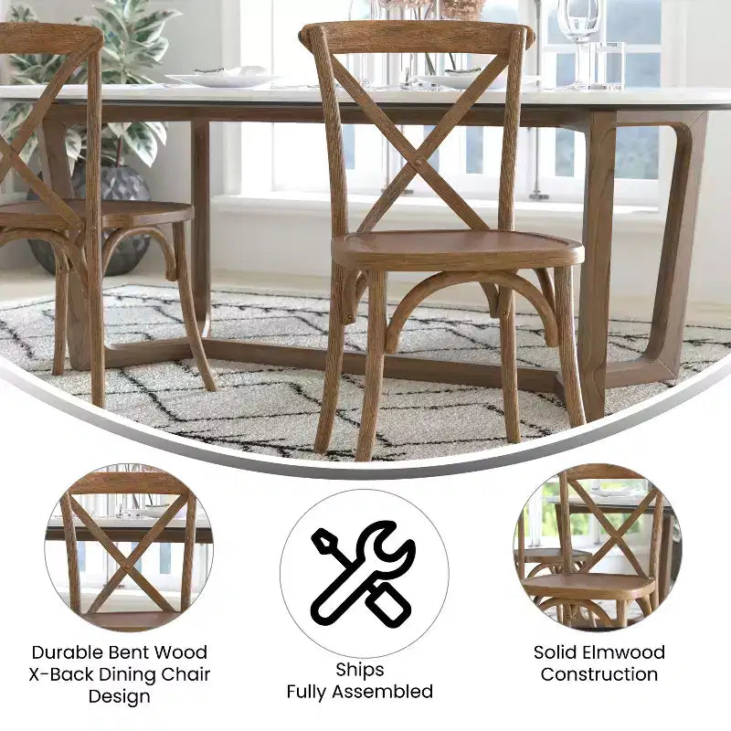2-Pack X-Back Dining Chair in Driftwood Finish
