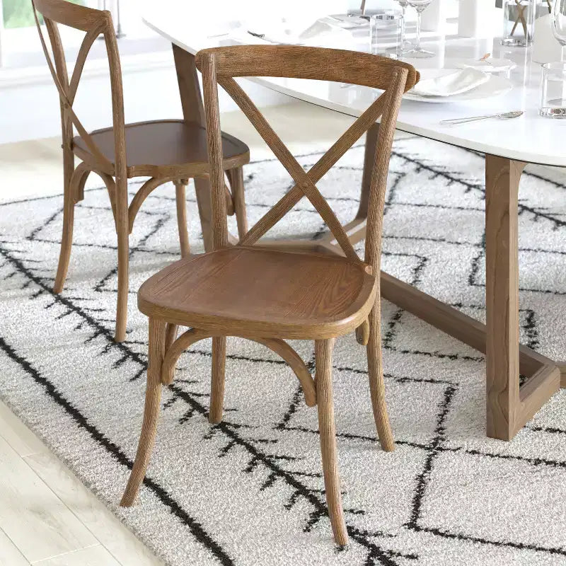2-Pack X-Back Dining Chair in Driftwood Finish