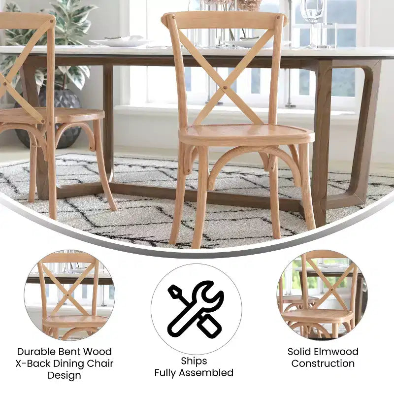2-Pack X-Back Dining Chair in Driftwood Finish