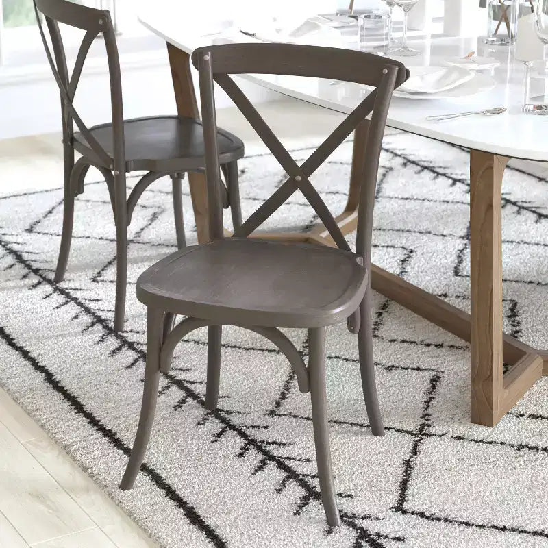 2-Pack X-Back Dining Chair in Driftwood Finish