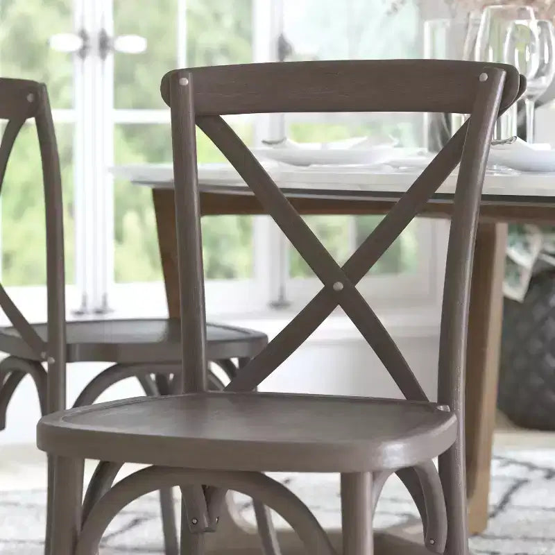 2-Pack X-Back Dining Chair in Driftwood Finish