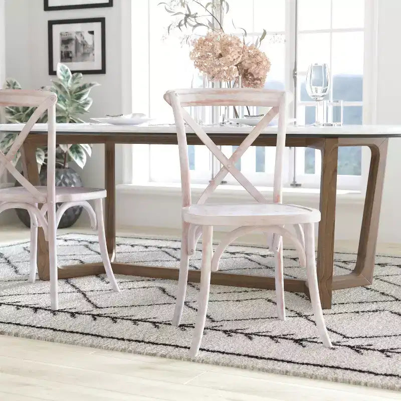 2-Pack X-Back Dining Chair in Driftwood Finish