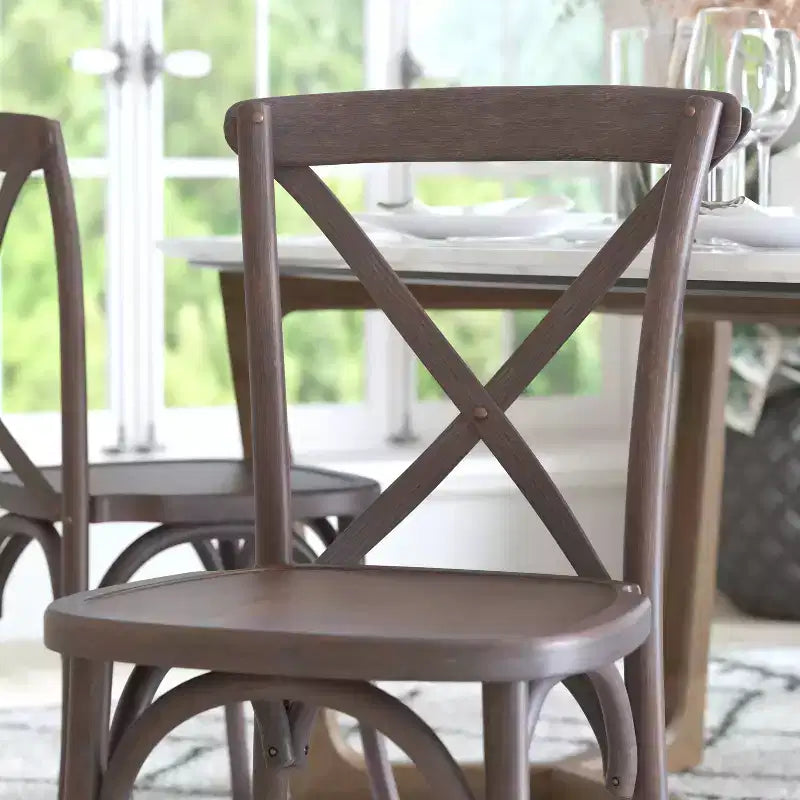 2-Pack X-Back Dining Chair in Driftwood Finish