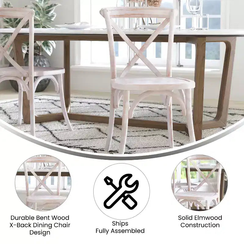 2-Pack X-Back Dining Chair in Driftwood Finish