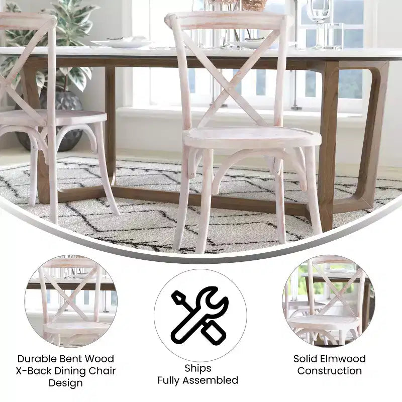 2-Pack X-Back Dining Chair in Driftwood Finish