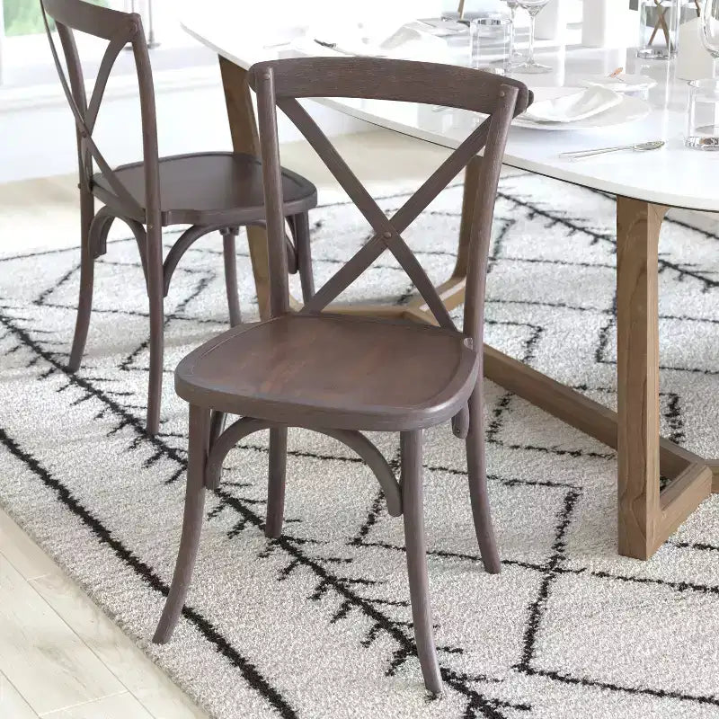 2-Pack X-Back Dining Chair in Driftwood Finish