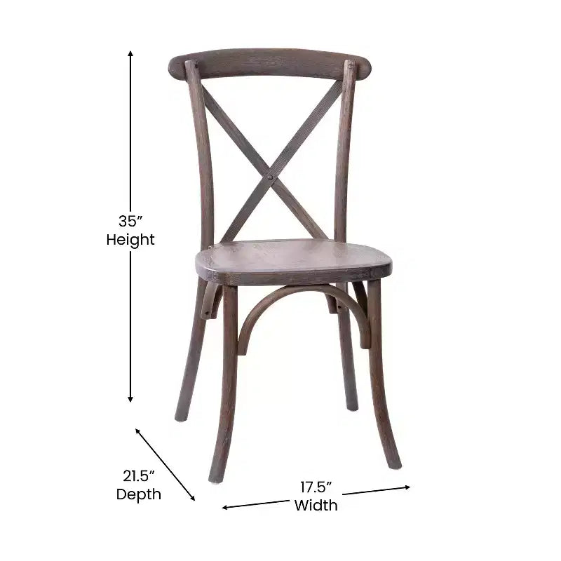 2-Pack X-Back Dining Chair in Driftwood Finish