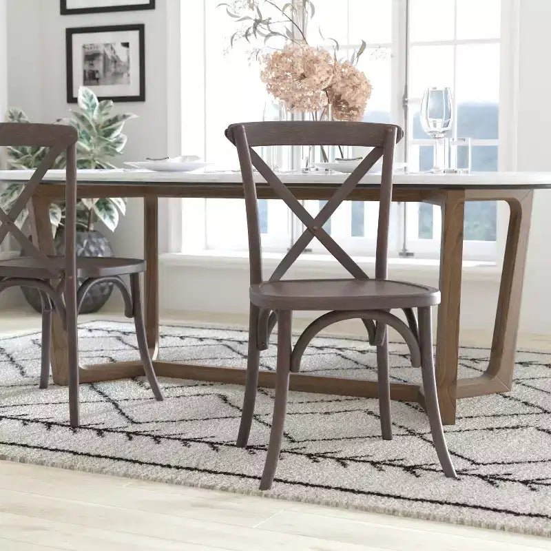 2-Pack X-Back Dining Chair in Driftwood Finish
