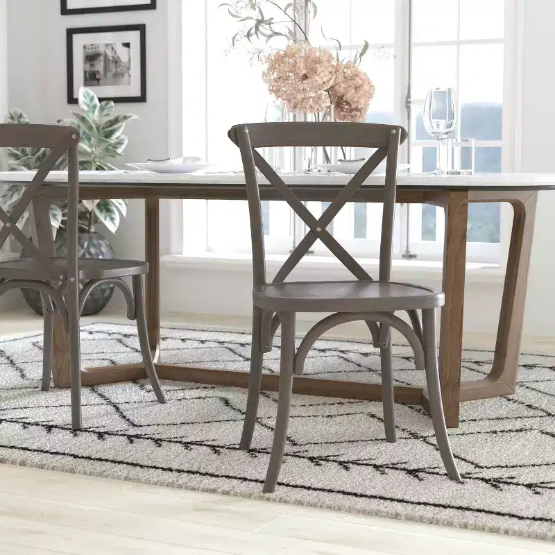 2-Pack X-Back Dining Chair in Driftwood Finish