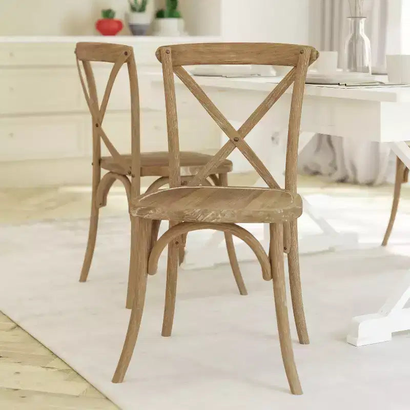 2-Pack X-Back Dining Chair in Driftwood Finish