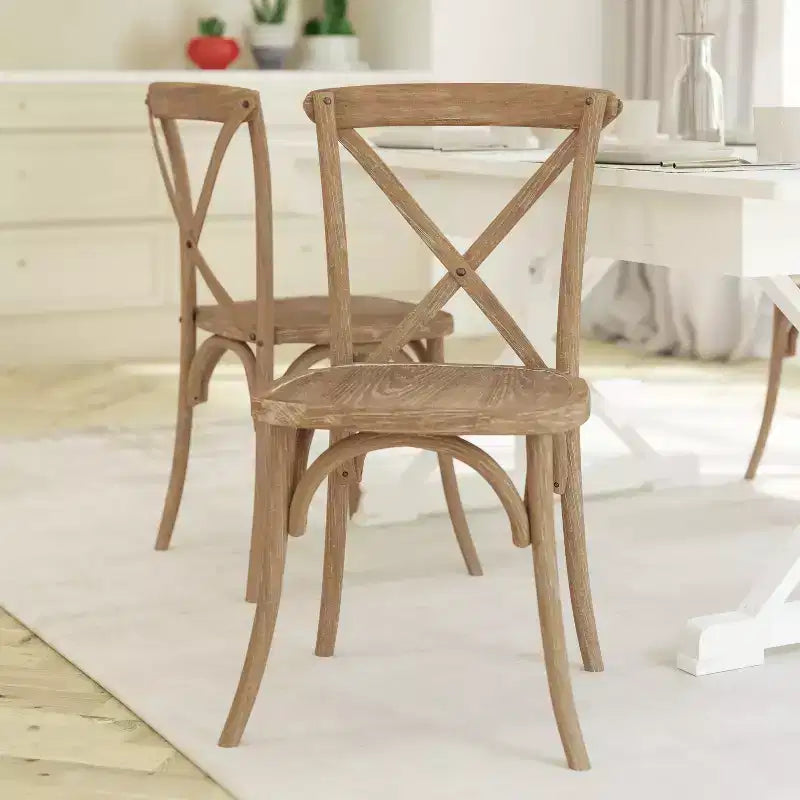 2-Pack X-Back Dining Chair in Driftwood Finish