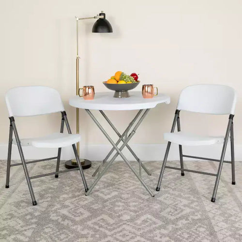 Lot de 2 chaises pliantes en plastique, capacité de 150 kg, blanc granit