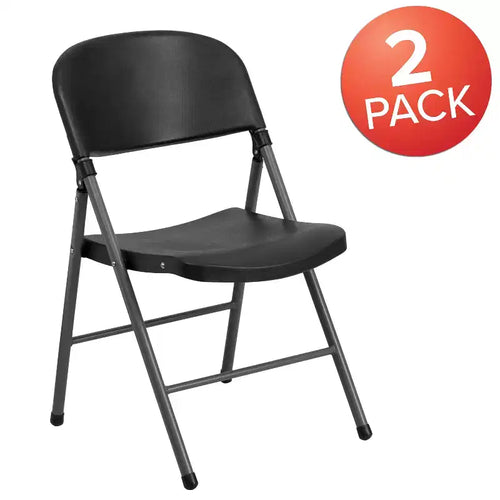 2-Pack Foldable Plastic Chair, 330 lb Capacity, Granite White
