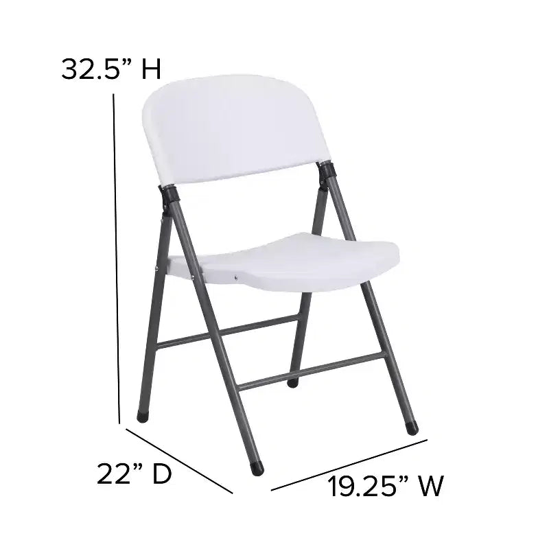 2-Pack Foldable Plastic Chair, 330 lb Capacity, Granite White