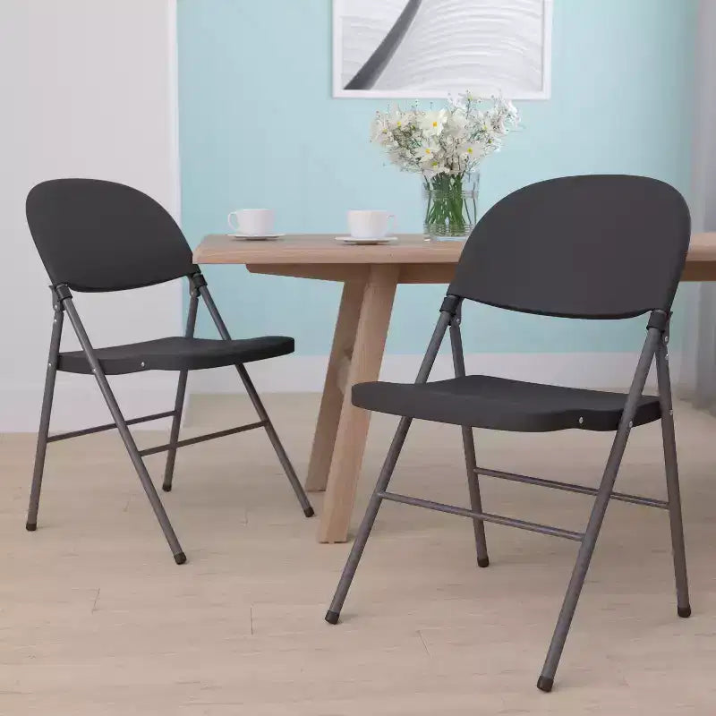 2-Pack Foldable Plastic Chair, 330 lb Capacity, Granite White