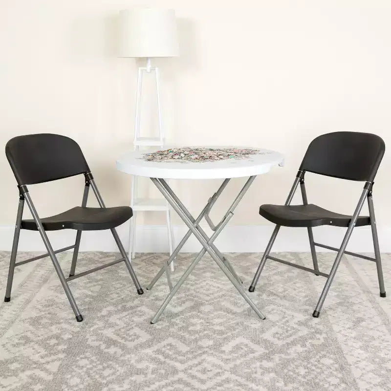2-Pack Foldable Plastic Chair, 330 lb Capacity, Granite White