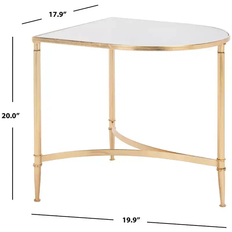 Gold & Mirror Accent Table with Curved Iron Base