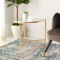Table d'appoint or et miroir avec base en fer incurvée