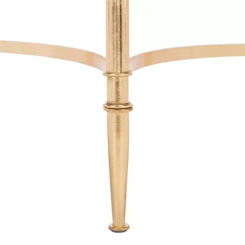 Gold & Mirror Accent Table with Curved Iron Base