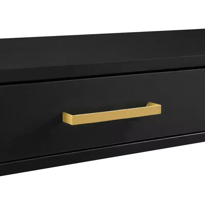 L-Shaped Desk with Built-In Power Tray & Gold Metal Legs