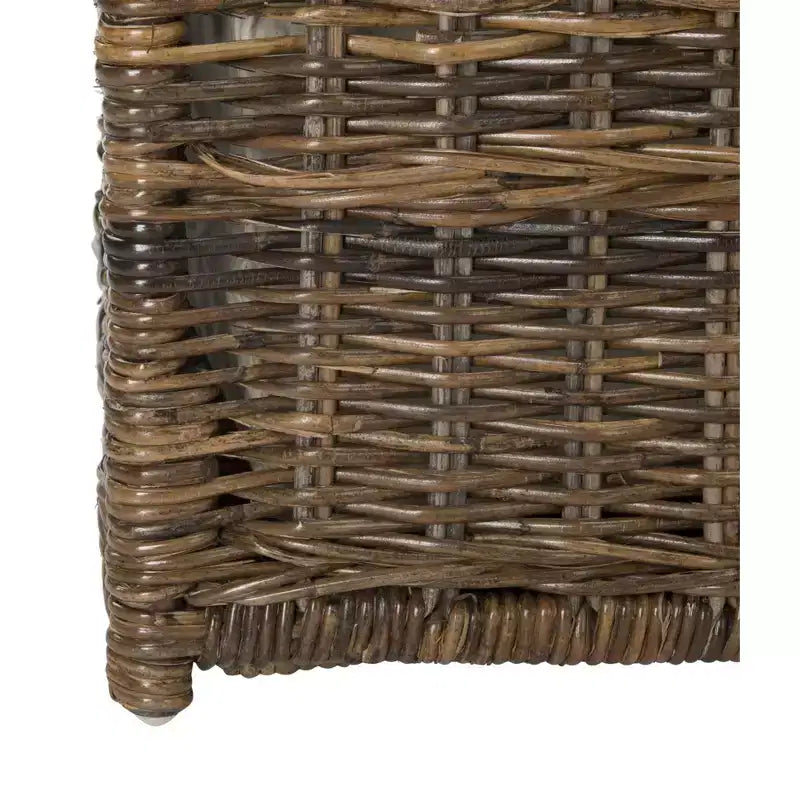 30" Hand-Woven Wicker Storage Trunk with Leather Strap Accent