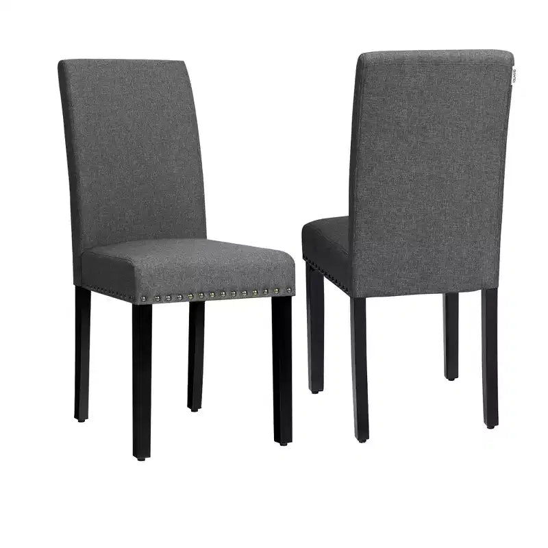Set of 2 Upholstered Fabric Dining Chairs with Nailhead Trim