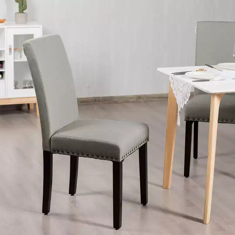 Set of 2 Upholstered Fabric Dining Chairs with Nailhead Trim