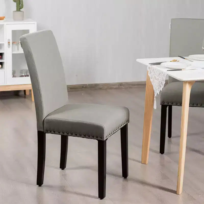 Set of 2 Upholstered Fabric Dining Chairs with Nailhead Trim