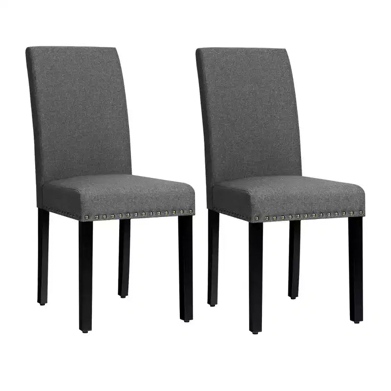Ensemble de 2 chaises de salle à manger rembourrées en tissu avec clous décoratifs