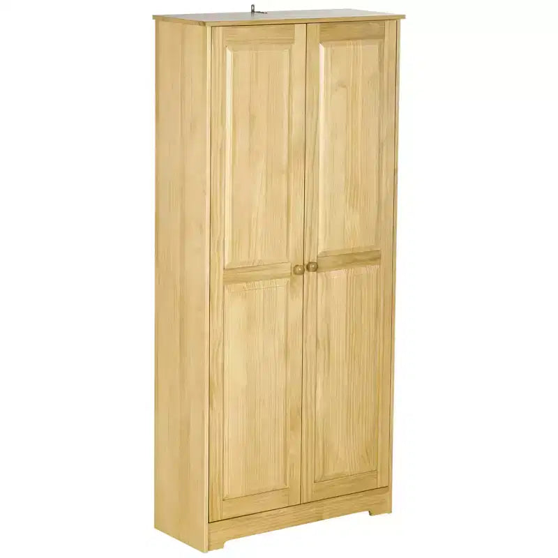 67" Pinewood Kitchen Pantry Storage Cabinet, Freestanding Cabinets with Doors and Shelf Adjustability, Soft-Close Mechanism